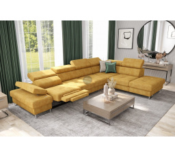 NAROŻNIK GALAXY RELAX Z FUNKCJĄ SPANIA 225X350 CM - Odcienie żółtego , prawa