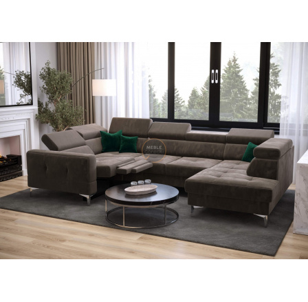 NAROŻNIK TOSCANIA MAX I RELAX Z FUNKCJĄ SPANIA170x350x185 CM - lewa , Odcienie brązowego