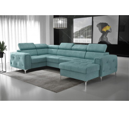 NAROŻNIK ORION MAX III Z FUNKCJĄ SPANIA 165x320x185 CM - Odcienie niebieskiego , lewa