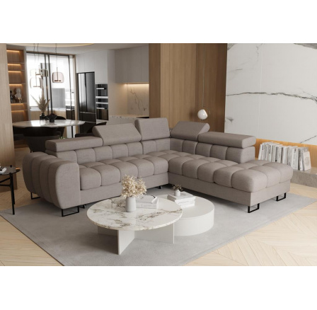 NAROŻNIK ROZKŁADANY ASPEN 260x225 CM - prawa , Odcienie szarości