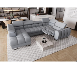 NAROŻNIK ASPEN MAX II RELAX 198x350x170 CM SKÓRA NATURALNA - prawa , Skóra szara