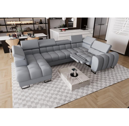 NAROŻNIK ASPEN MAX II RELAX 198x350x170 CM SKÓRA NATURALNA - prawa , Skóra szara