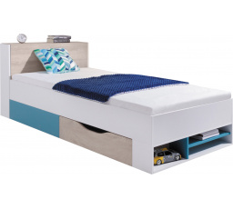 PLANET- PL14 L/P ágy, fehér lux+tölgy+kék
