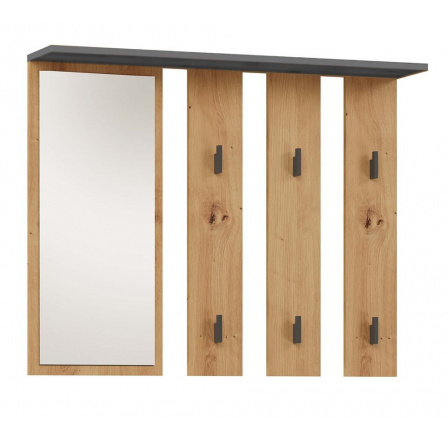 Věšák se zrcadlem PARGAS antracit/dub artisan