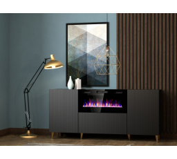 PAFOS RTV 180 beépített kandallós komód, matt fekete