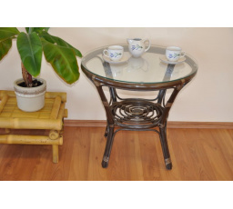 Stolek Bahama hnědý se sklem