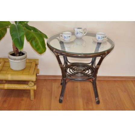 Stolek Bahama hnědý se sklem