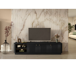 VESPER RTV 187 3D - czarny mdf / czarny mdf / złote uchwyty / cokół