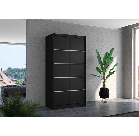 Tolóajtós szekrény RIVA 100 Fekete+Fekete