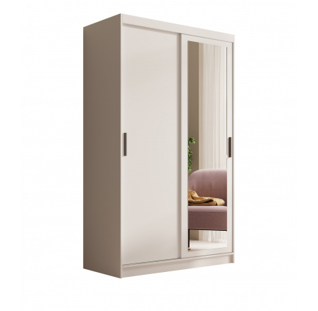 Tolóajtós és tükrös szekrény Hailey 120 Fehér+Fehér