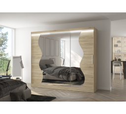 Tolóajtós szekrény tükörrel és LED világítással SHARON 250 Sonoma+Sonoma