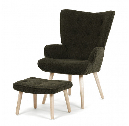 Relaxációs fotel, zöld, bouclé szövet, AK-319 GRN2