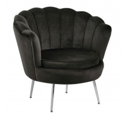 Velvet fekete fotel /ezüst lábak/ LC-032-1