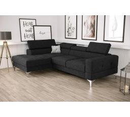 NAROŻNIK TOSCANIA MINI Z FUNKCJĄ SPANIA 170x250 CM - Odcienie czarnego , lewa