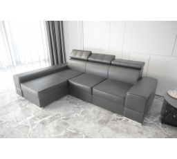 NAROŻNIK ROYAL SKÓRA NATURALNA 295X185 - lewa , Skóra szara