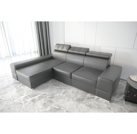 NAROŻNIK ROYAL SKÓRA NATURALNA 295X185 - lewa , Skóra szara