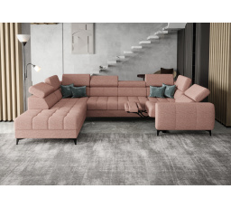 NAROŻNIK ROZKŁADANY PORTO MAX I RELAX 225X350X193 CM - lewa , Odcienie różu