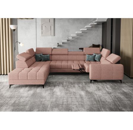 NAROŻNIK ROZKŁADANY PORTO MAX I RELAX 225X350X193 CM - lewa , Odcienie różu