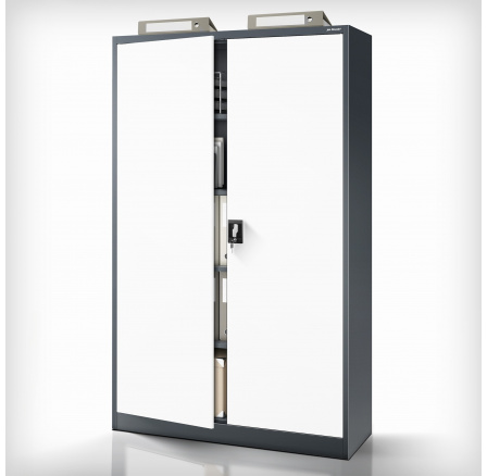 Irodai fém iratszekrény antracit-fehér JAN II, 1150 x 1850 x 400 mm