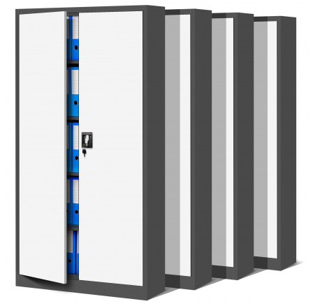 4 db JAN H irodai fém iratszekrény készlet, 900 x 1950 x 400 mm, antracit-fehér