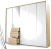 Šatní skříň NICEA 255 se zrcadlem,  Bílá + Dub Artisan