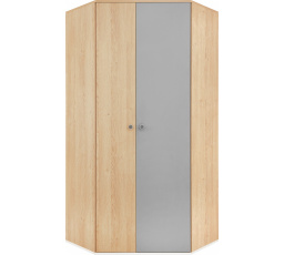 Sarok ruhásszekrény PIXEL PX2, Piskóta Tölgy/Fehér Lux/Szürke