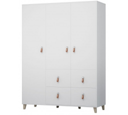 4S3D ruhásszekrény - FIGO 19, Fehér/Természetes