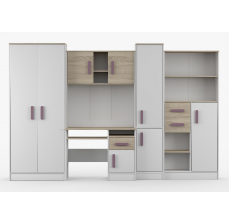 MACIUS gyerekszoba, Fehér Matt/Sonoma Tölgy/Lila