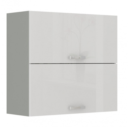 Kuchyňská horní skříňka BOLZANO 80-GU-72-2F, Bílý lesk/Šedá