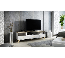 LOTTA 180 (3S3K) TV-állvány, fehér / sonoma tölgy