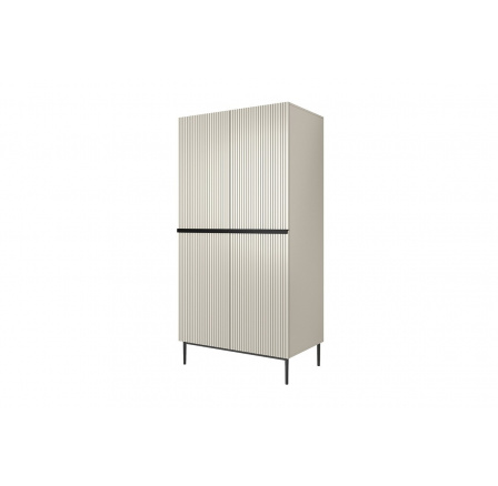 Dwudrzwiowa szafa Nicole z metalowymi nogami i uchwytami 100 cm - kaszmir / czarne nóżki