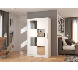 Tolóajtós szekrény tükörrel LUGANO 120 Fehér+Fehér