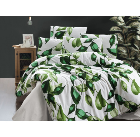 Povlečení bavlna 140x200, 70x90cm Leaves green skladem poslední 1ks