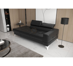 SOFA TOSCANIA II SZEZLONG 205 CM SKÓRA NATURALNA - Skóra czarna , Szezlong po lewej - lewa strona