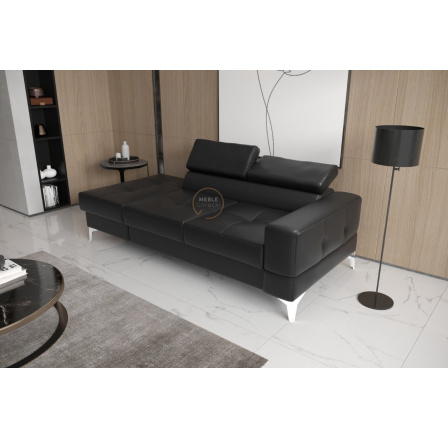 SOFA TOSCANIA II SZEZLONG 205 CM SKÓRA NATURALNA - Skóra czarna , Szezlong po lewej - lewa strona