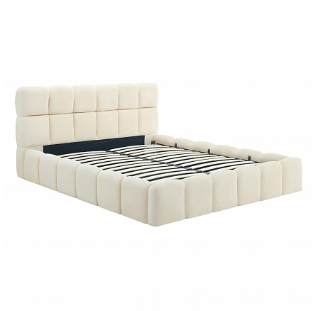 Łóżko 160x200 MURCJA z Pojemnikiem Kremowe Welurowe