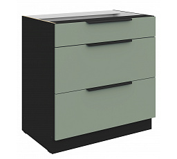 Dolní skříňka ARIA - 80 D 3S BB, Černá/Aquamarine