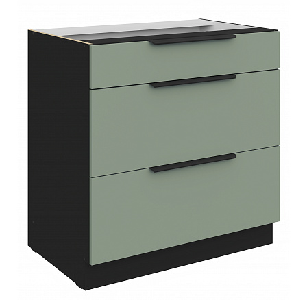 Dolní skříňka ARIA - 80 D 3S BB, Černá/Aquamarine