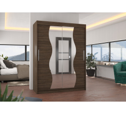 Tolóajtós szekrény tükörrel RENZO 150 Choco+Choco