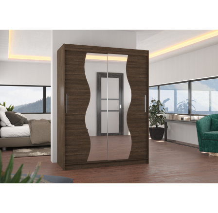 Tolóajtós szekrény tükörrel RENZO 150 Choco+Choco