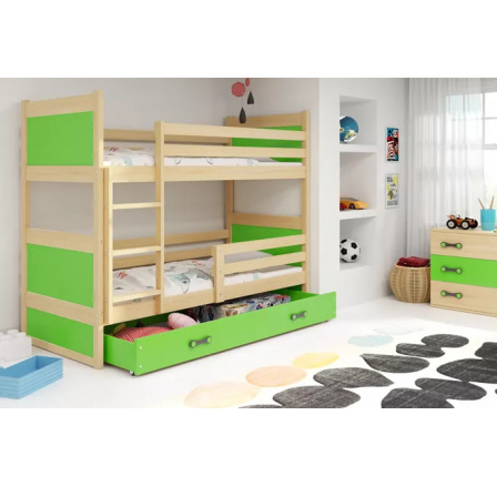 RICO PIĘTROWE RAMA SOSNA WYPEŁNIENIA ZIELONY SZUFLADA ZIELONY 90 X 200 KPL