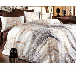 Saténový povlak na polštář Trees cream 70x90