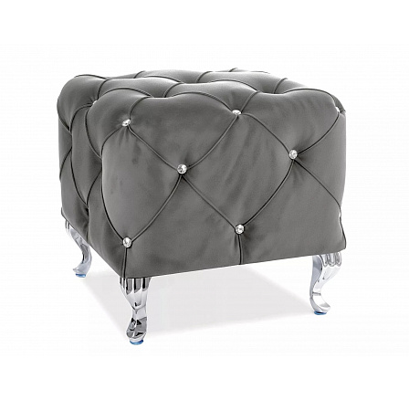 HESTIA K VELVET puff, szürke BLUVEL 14/ezüst