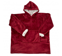 Széles bélelt pulóver/snuddie zsebbel piros