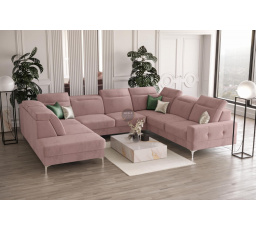 NAROŻNIK TAPICEROWANY MALIBU MAX I 260x350x220 CM - Odcienie różu , Strona prawa