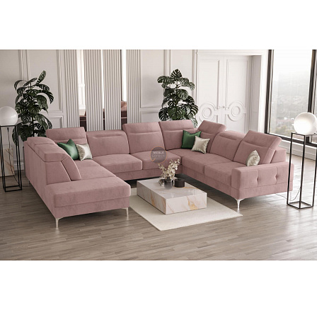 NAROŻNIK TAPICEROWANY MALIBU MAX I 260x350x220 CM - Odcienie różu , Strona prawa