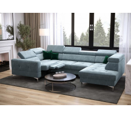 NAROŻNIK TOSCANIA MAX I RELAX Z FUNKCJĄ SPANIA170x350x185 CM - lewa , Odcienie jasnoniebieskie