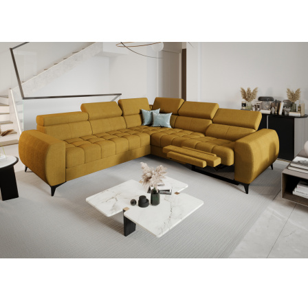NAROŻNIK ROZKŁADANY PORTO II RELAX 255X258 CM - prawa , Odcienie żółte NAROŻNIK ROZKŁADANY PORTO II RELAX 255X258 CM - prawa , Odcienie żółte