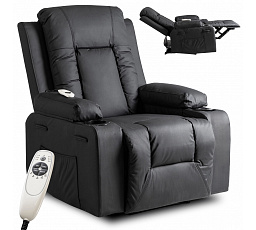 Fotel Rozkładany Masujący BOX Czarny Ekoskóra