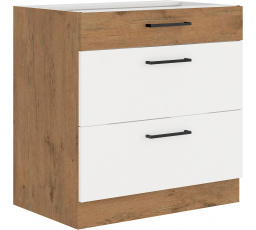 Dolní skřínka VEGAS - 80 D 3S BB, Dub Lancelot / Bílý lesk